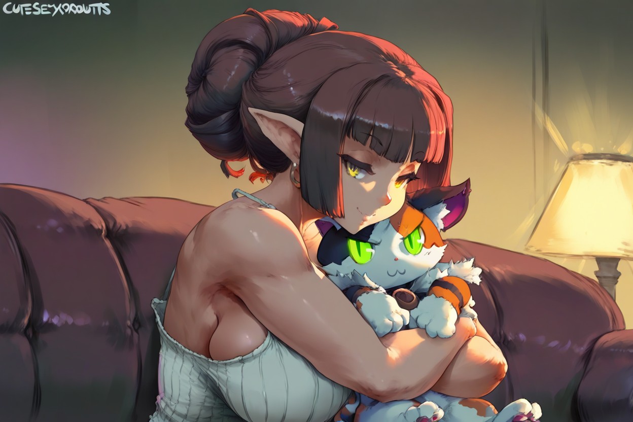 Hugging, Milf, Brown Hair Hentai AI Porn
