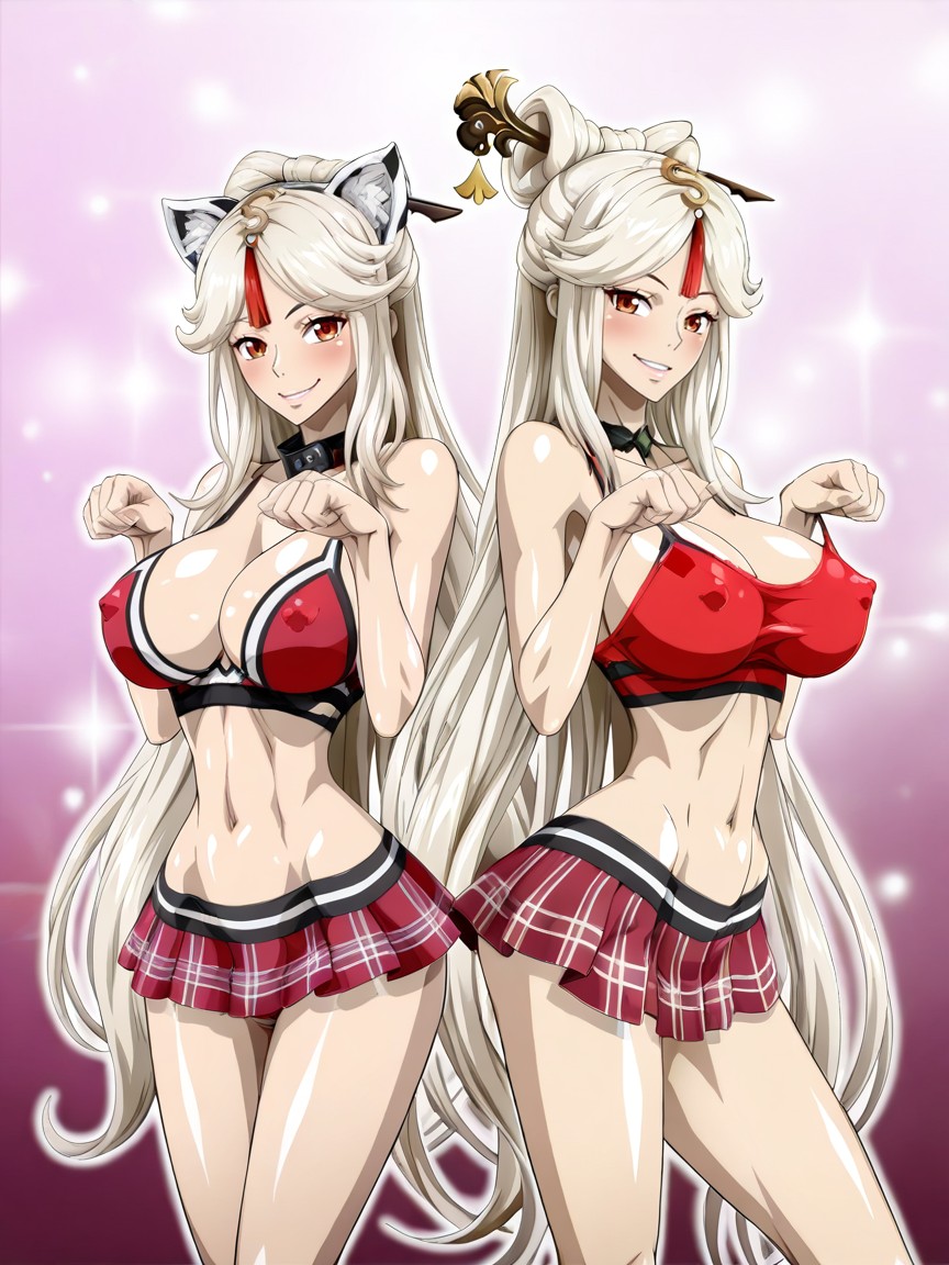 Hands On Tits, Cat Ears, Perfect Anatomy Hentai AI Porn