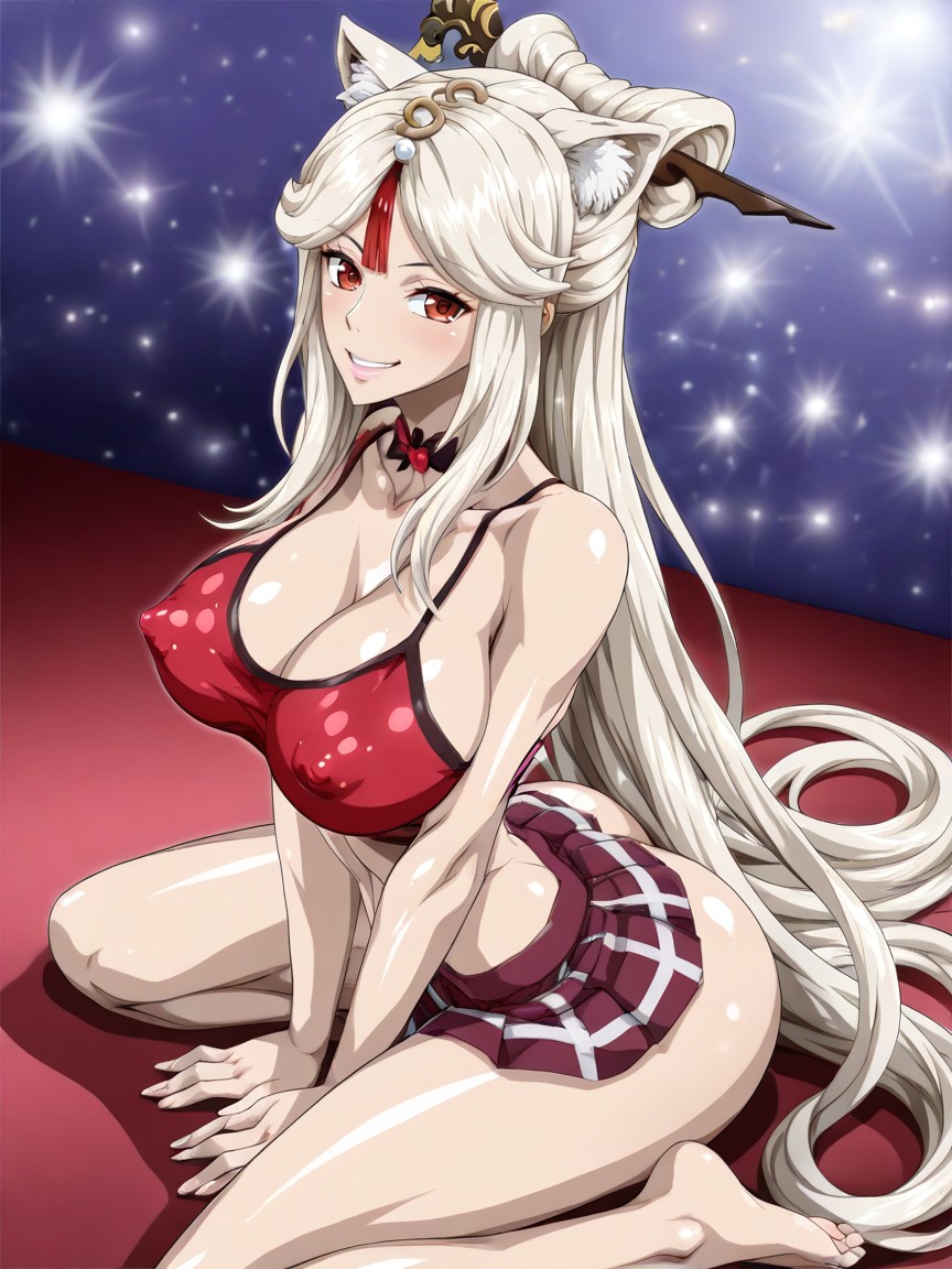Sitting On Her Butt, Perfect Anatomy, Arms Neko Pose Hentai AI Porn