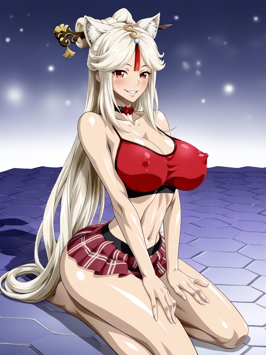Perfectly Circular Boobs, Very Athletic Body, Long Sleek Abdomen Hentai AI Porn