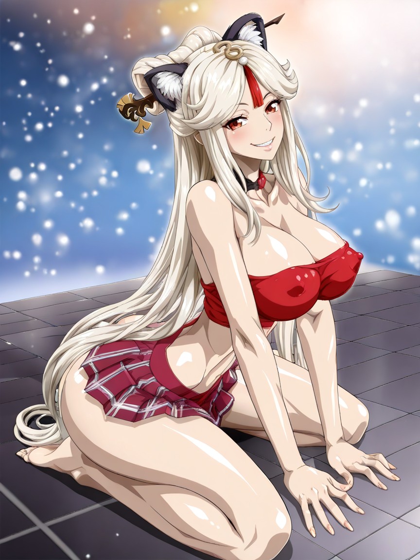 Sitting Down, Sexy Legs, Detailed Thighs Hentai AI Porn