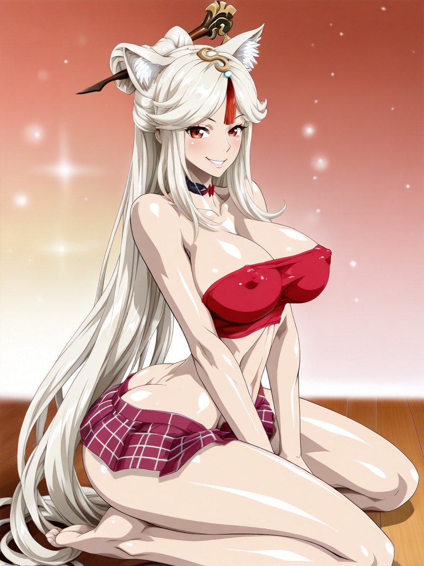 Ass Exposed, Stretched Abdomen, Grinning Hentai AI Porn