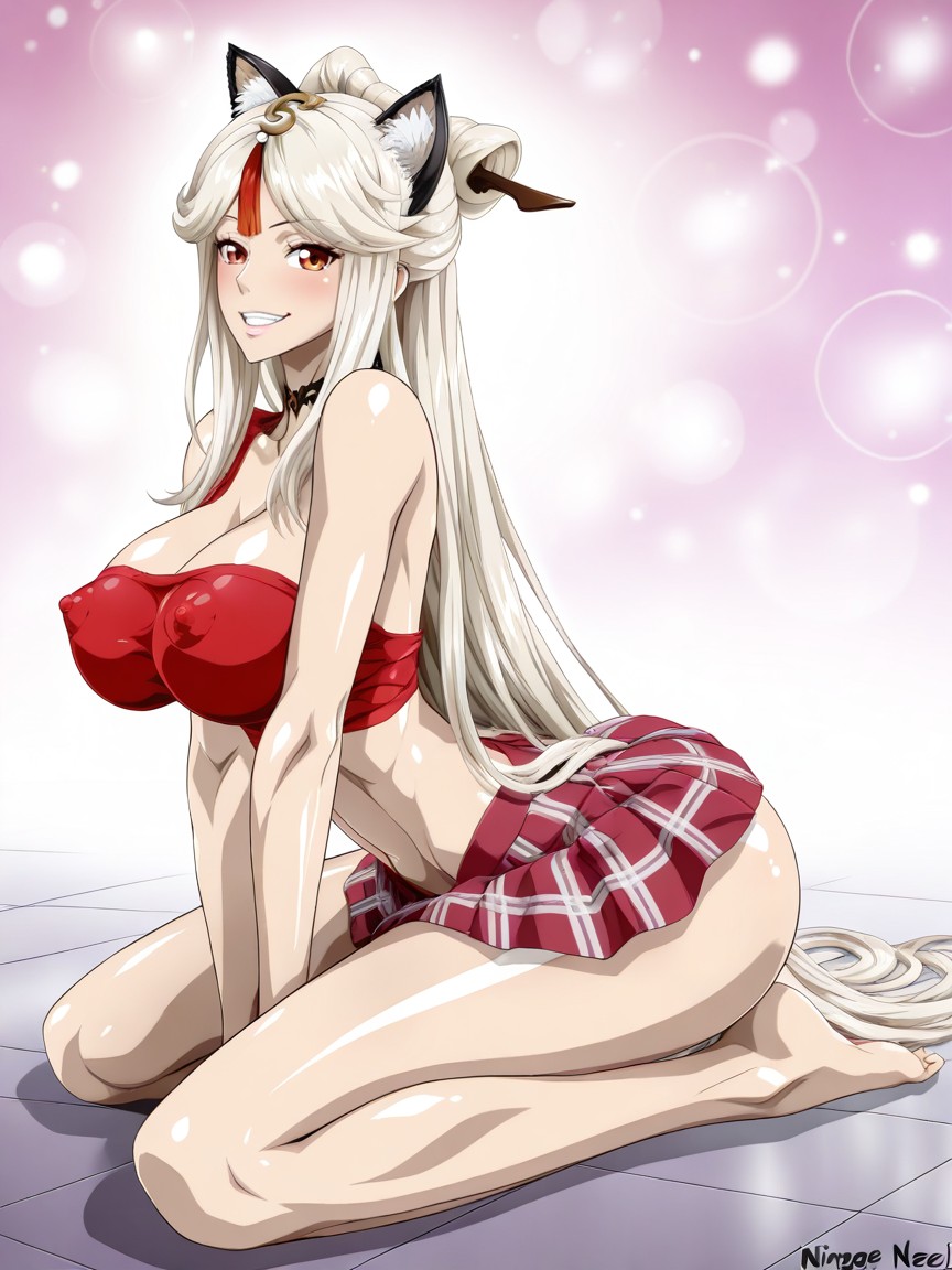 Hands On The Floor Between Her Thighs, Posing, Sport Bra Hentai AI Porn