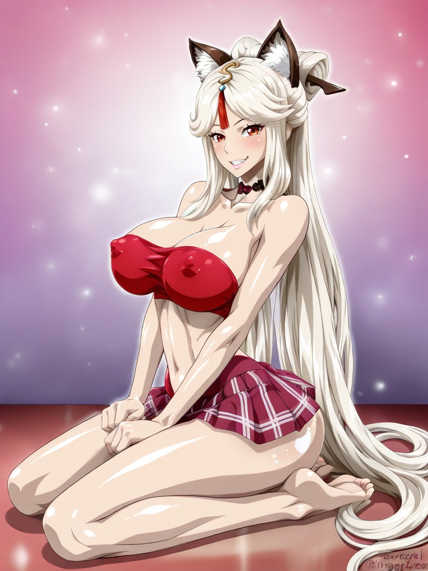 Sitting Down, Perfectly Circular Boobs, Nel-zel Formula Art Style Hentai AI Porn