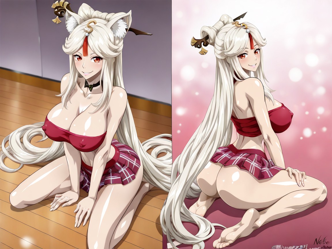 Submissive Sit, Wide Hips, Horny Smile Hentai AI Porn