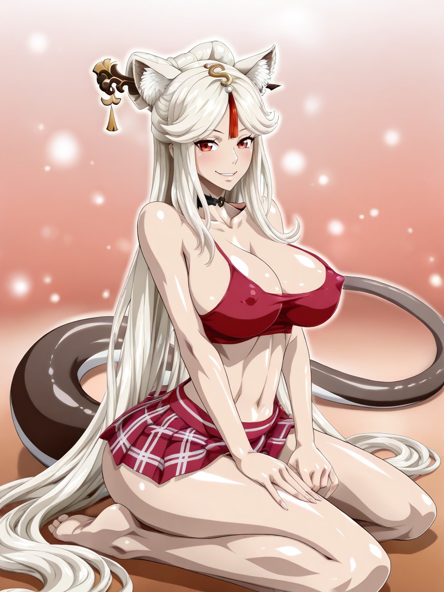 Pink Lips, Very Arched Back, Submissive Kneeling Hentai AI Porn