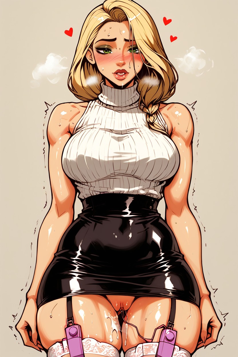 Garter Belt, White Stockings, Realistic Lighting And Subsurface Scattering Hentai AI Porn