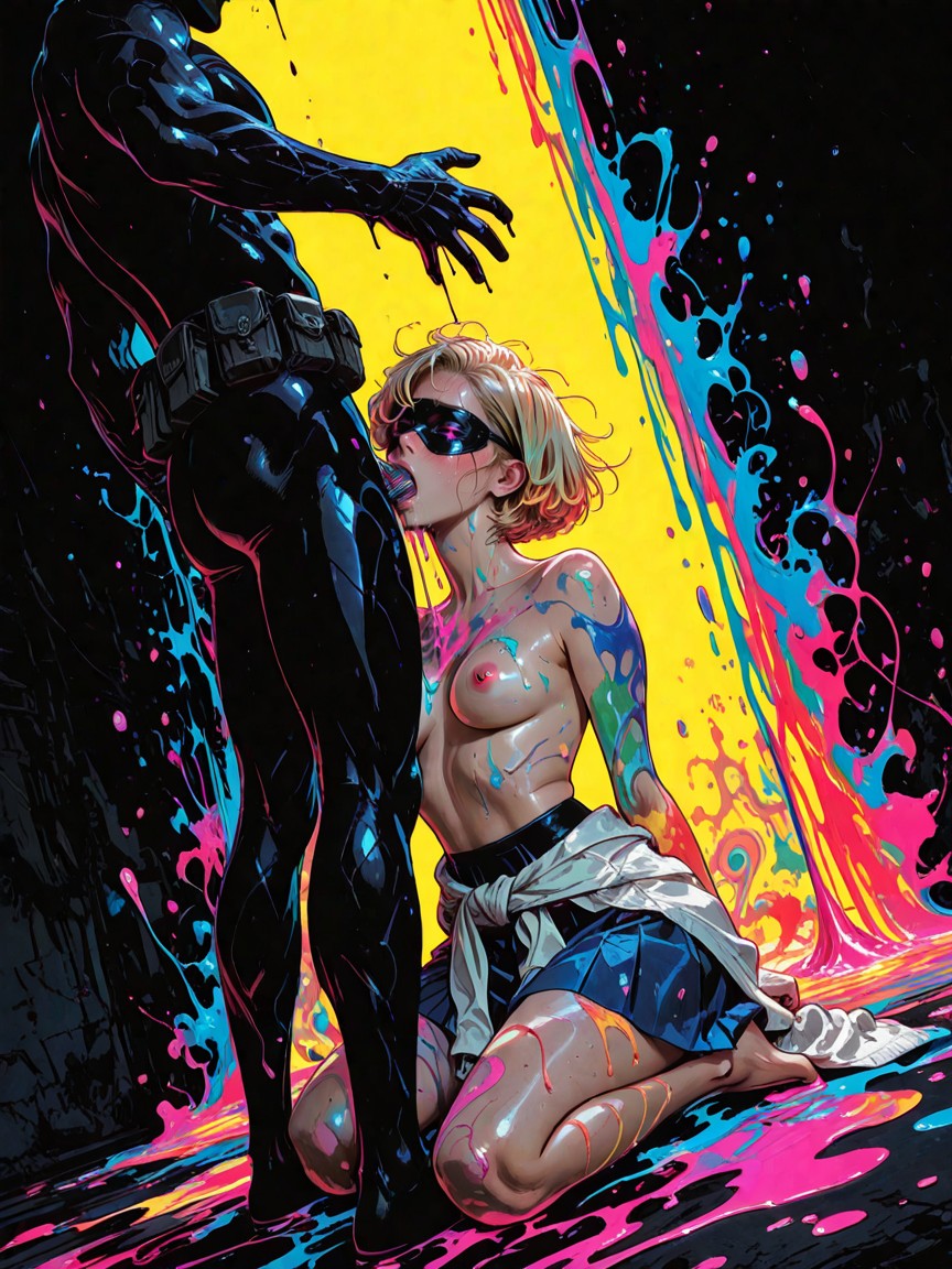 Psychedelic Colors, On Her Knees, Abstract Hentai AI Porn