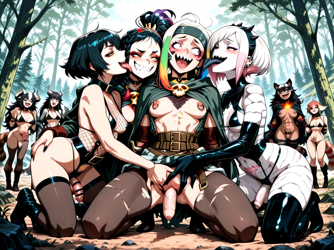 Transgénero, Cuddling, Black Striped Scaled Skin Porno IA Hentai