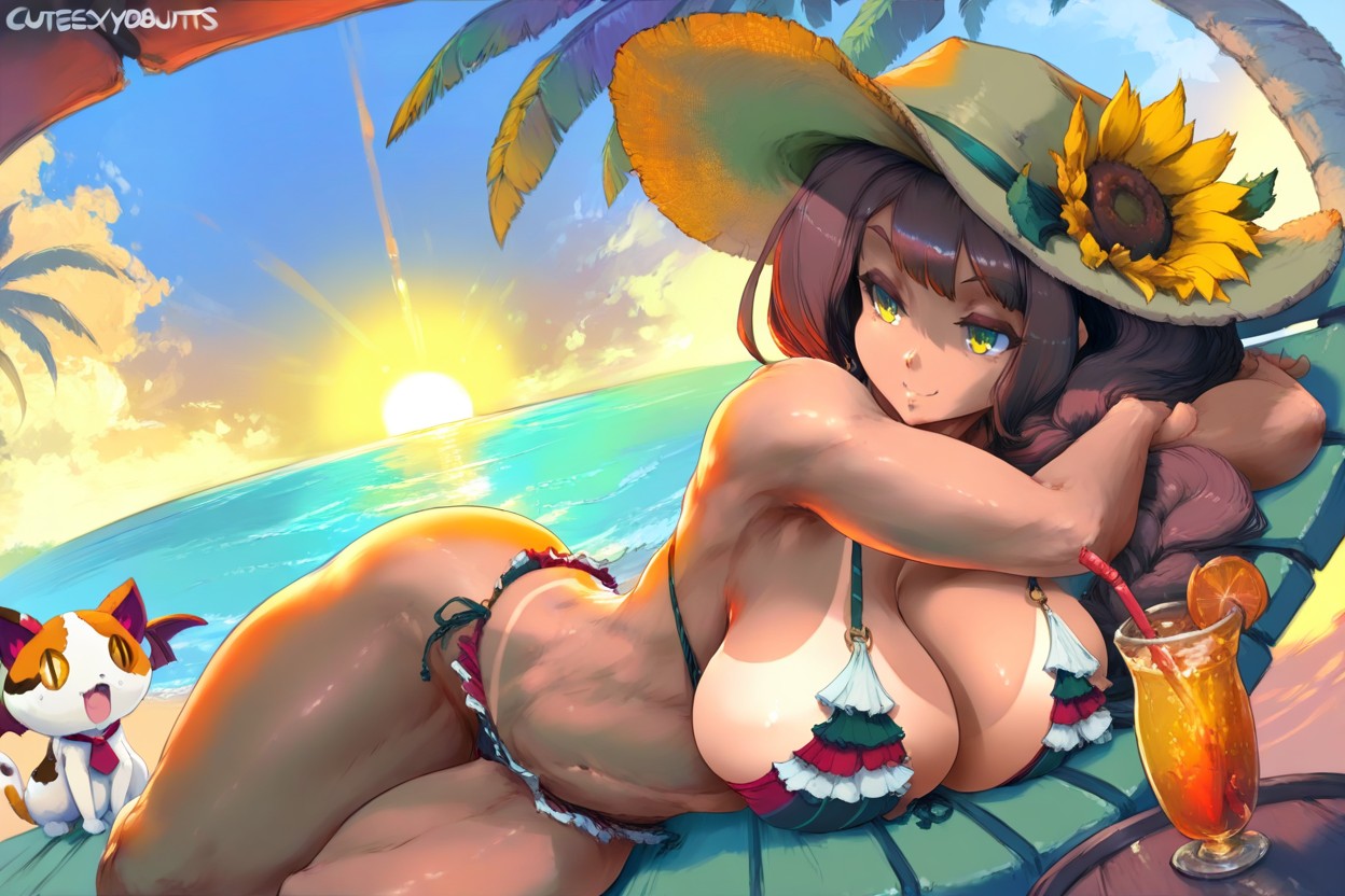 Voluptuous, Milf Has Green Eyes, Colorful Beverage Hentai IA