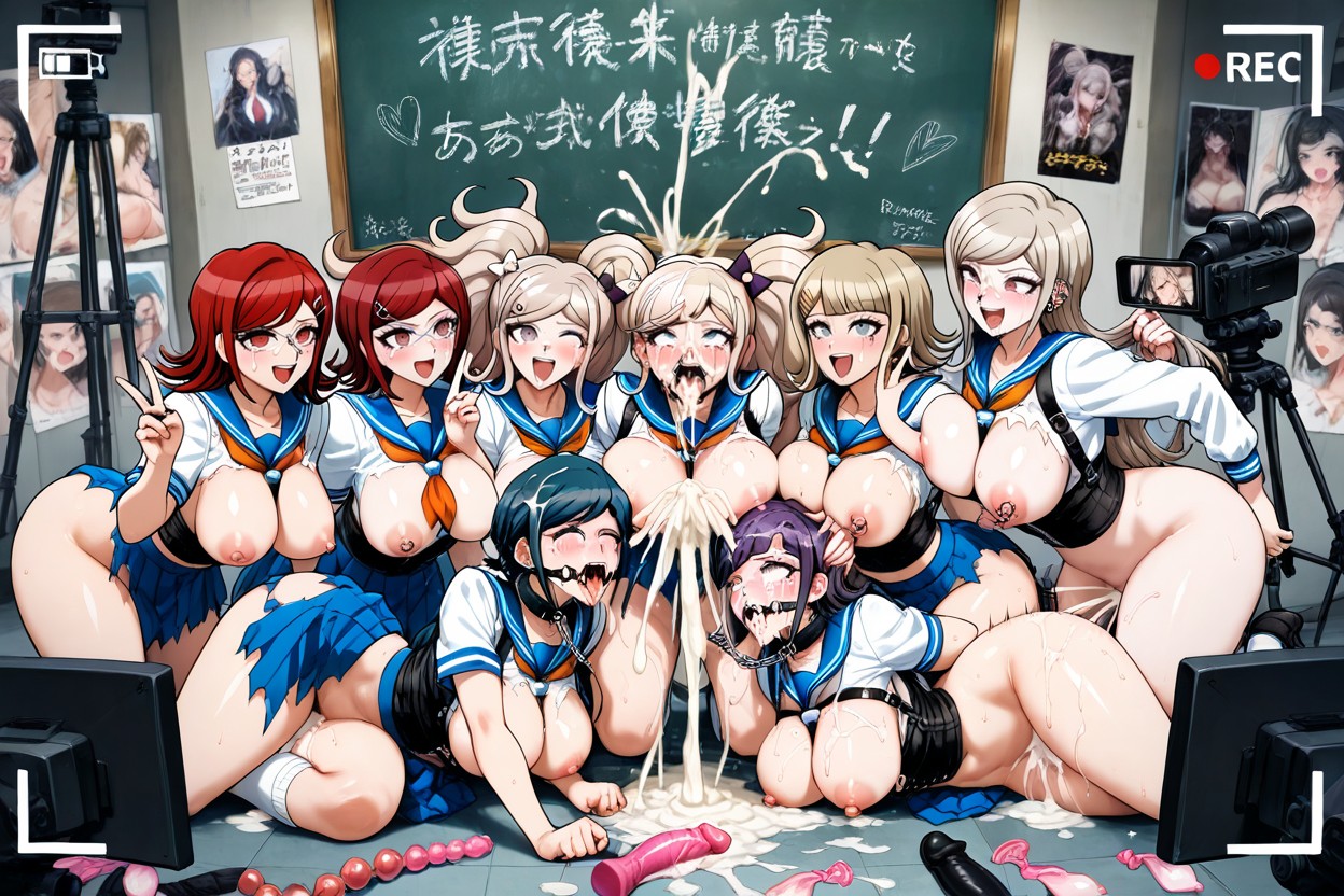 Happy Crying, Excessive Cum String, Akane Owari From Danganronpa Hentai AI Porn