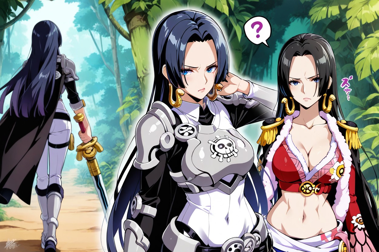 Takeda Hiromitsu Art Style, Female Full Grey Armor, Skeptical Hentai AI Porn