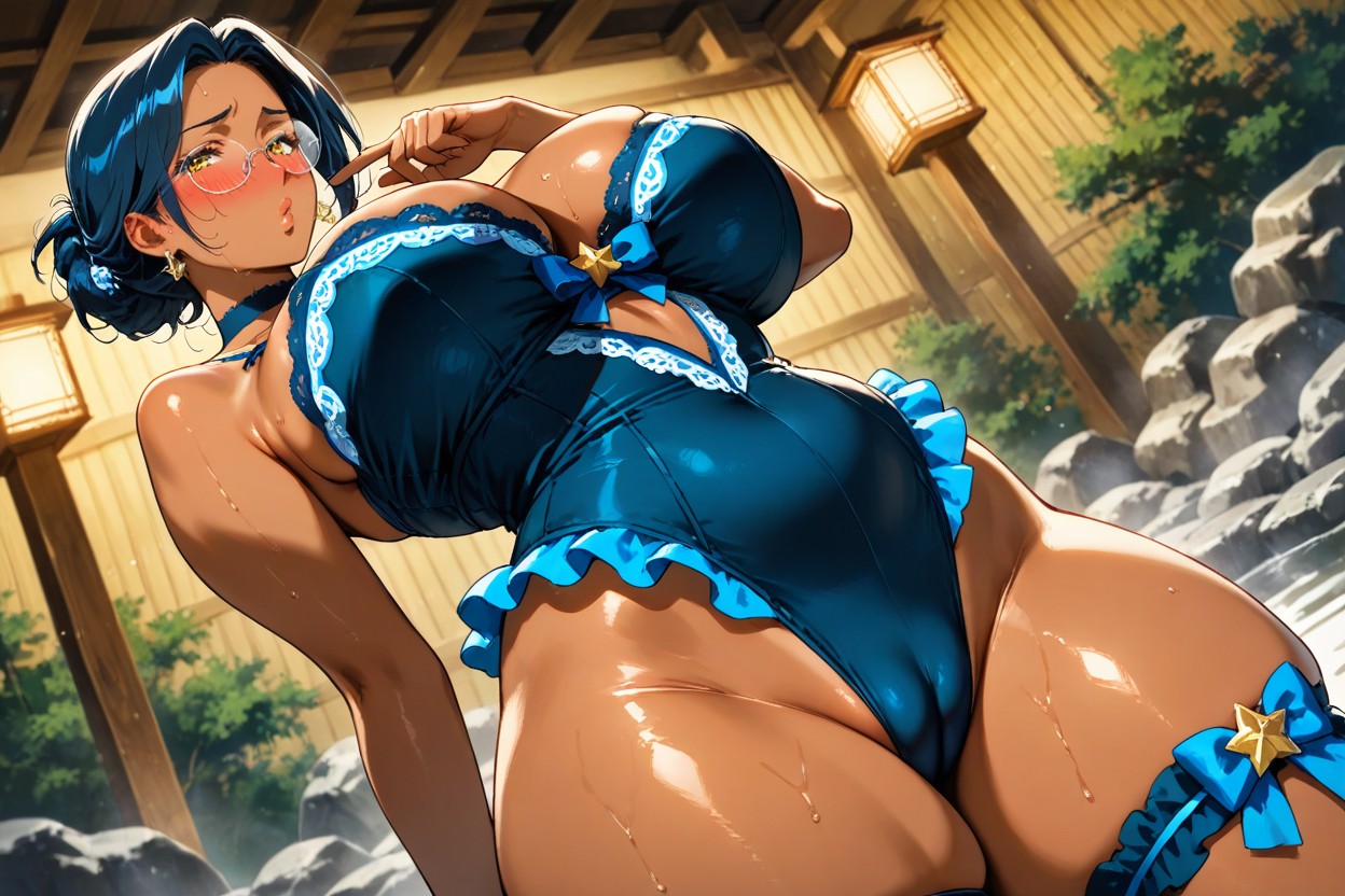 Blue Hair, Star Night, Detailed Face Hentai AI Porn
