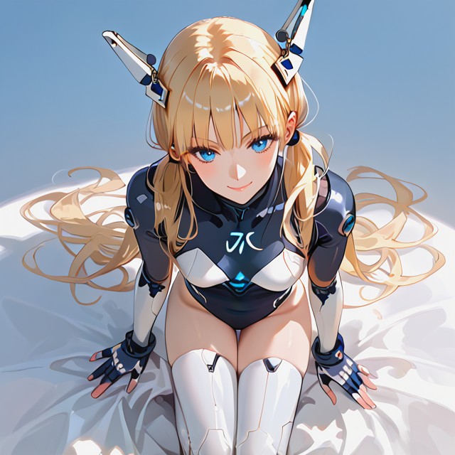 Blonde Very Long Low Twintails Hair, Smile, Detailed Design Hentai AI Porn