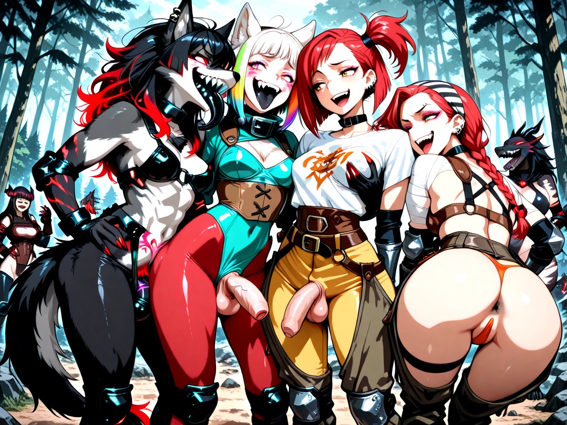 Body Harness, Rainbow Eyes, Black Striped Glowing Scaled Skin Hentai AI Porn
