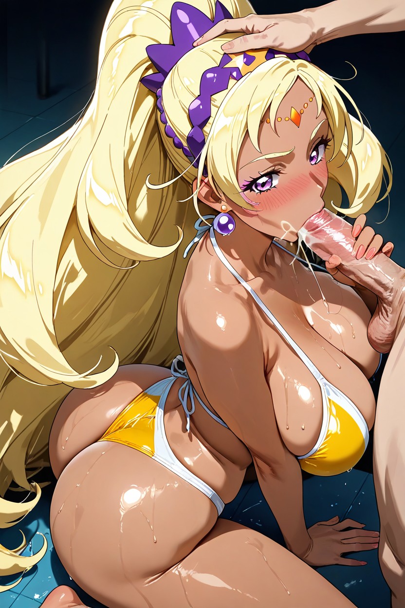 Cure Soleil, Tan Skin, Her Breasts And Ass Bounce As She Sucks Monster Cock Intense Hentai AI Porn