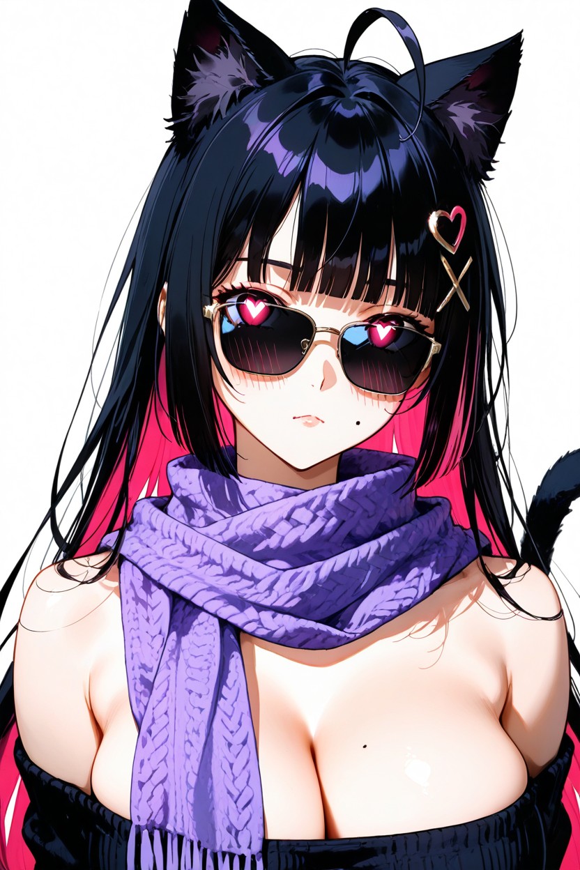 Anime Portrait, Pink-purple Gradient Inner Hair, Top Ahoge Hentai AI Porn
