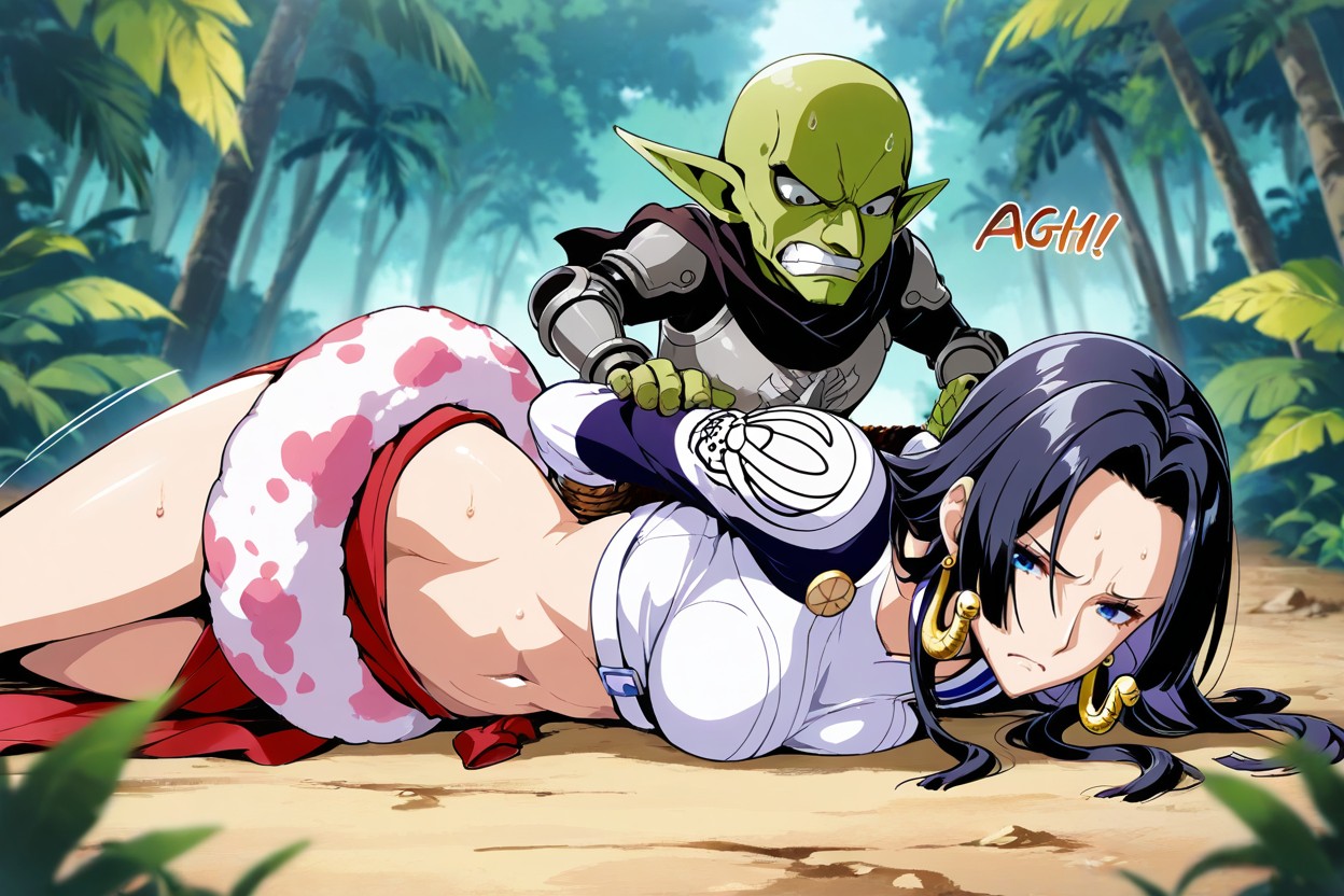 Female Taller Than Goblin, Bald Goblin, Combat Stance Hentai AI Porn