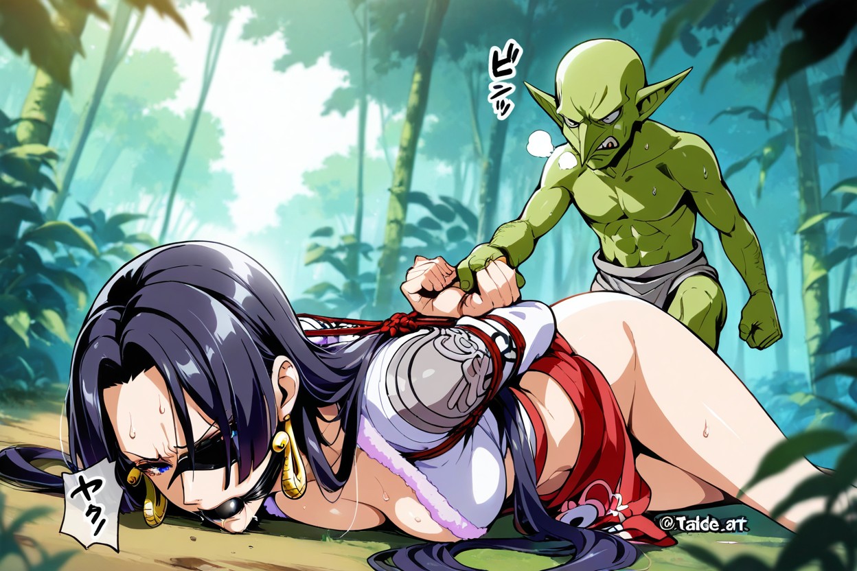 Dynamic Action Poses, Jungle In Background, Female Gag Hentai AI Porn
