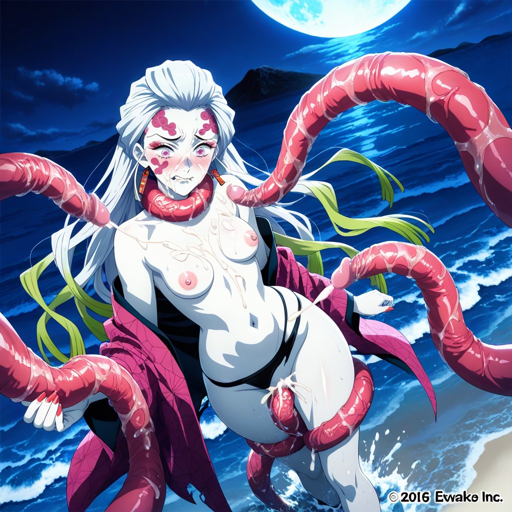 Embarrassed , Tentacles Wrap Around Her Legs, Demonslayer Hentai AI Porn