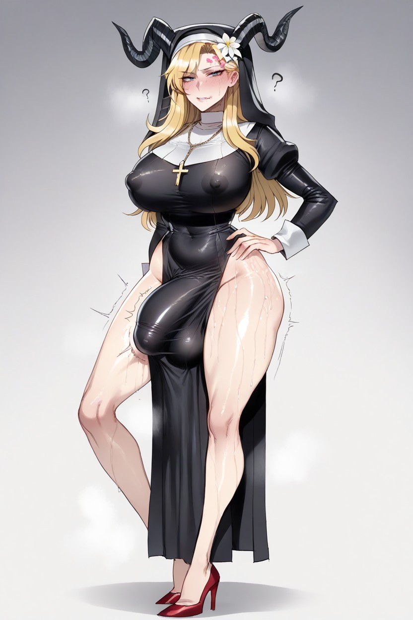 Flowers On Hair, Light Skin, Massive Breast Hentai AI Porn