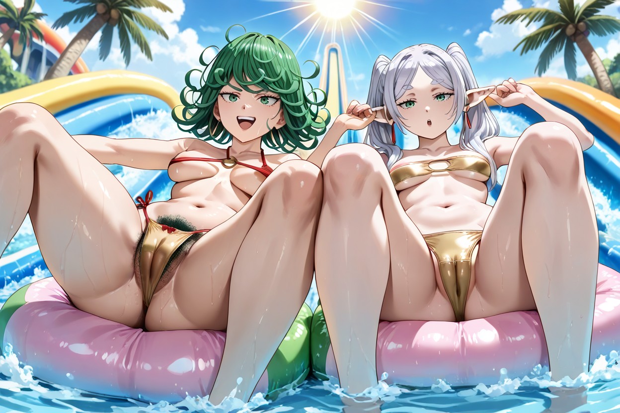 Medium Ass, Very High Twisted Steep Angle Colorful Water Slide Filled With Water, Five Fingers Hentai AI Porn