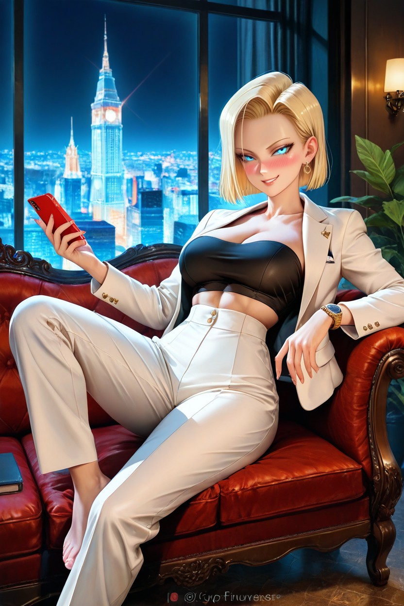 Ultra-detailed Anime Style, Comfortably Into The Backrest, Toned Waist Hentai AI Porn