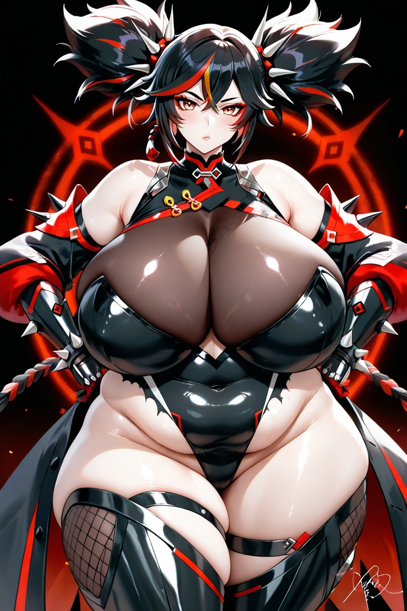 Silver Technologic Elbow Gauntlets, Hyper Fat Giant Ass, Wide Fat Waist Hentai AI Porn