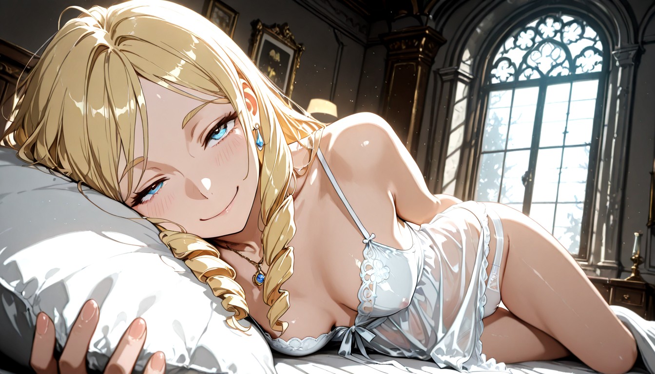 Soft Drooping Meagre Breasts, Slight Loving Smile And Blush, Dark Shadow Hentai AI Porn