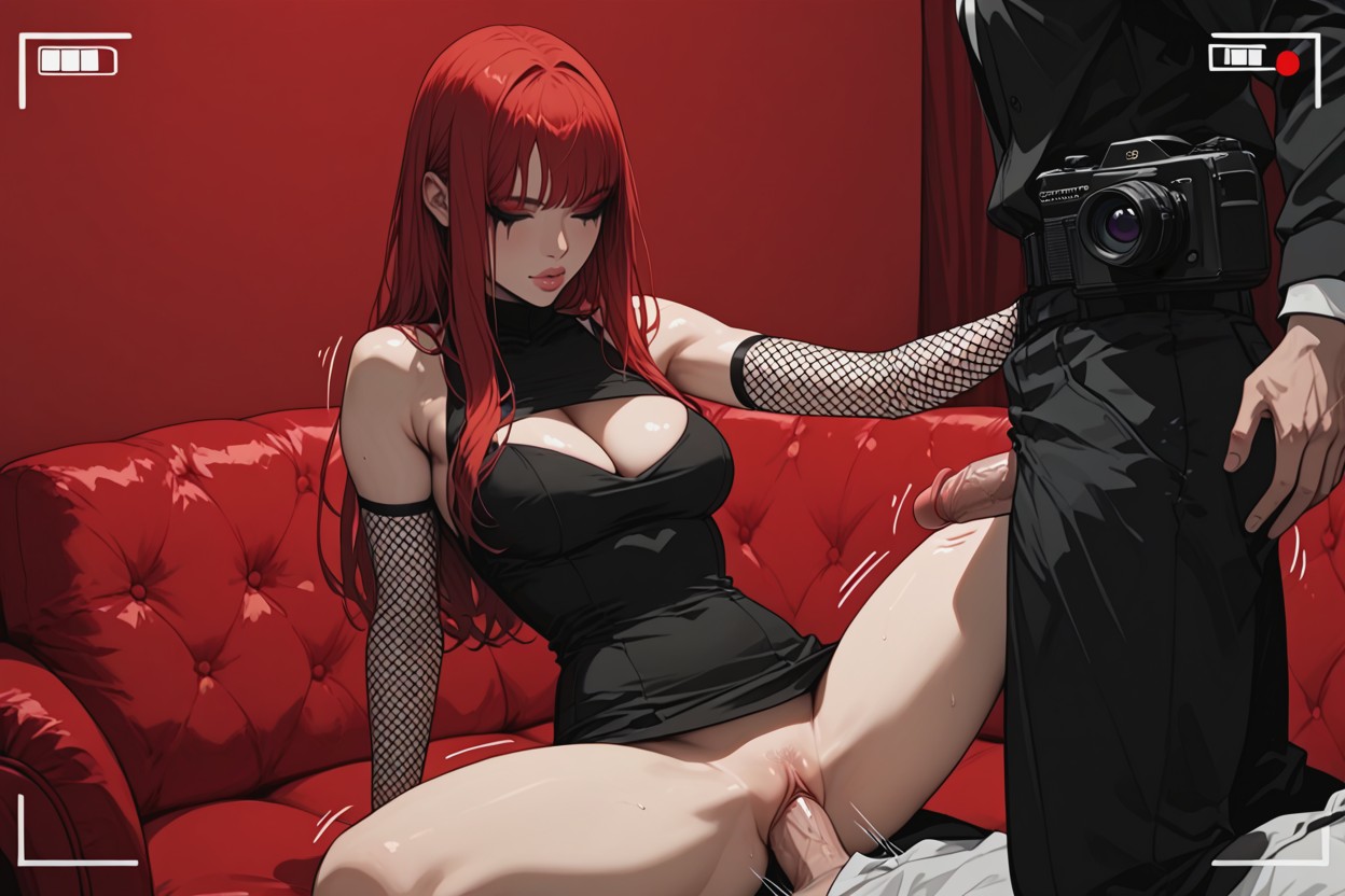 Two Men, Motion Lines, Long Red Hair Hentai AI Porn