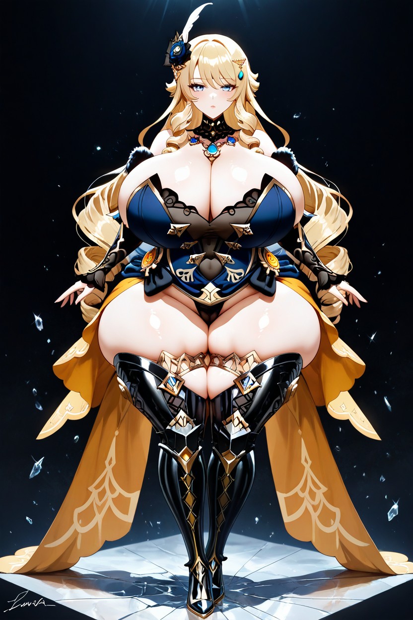Hyper Excessively Fat Navia From Genshin Impact, Signature Navia From Genshin Impact Signature Large Stylized Silver Jewerly, Extremely Large Ass Hentai AI Porn