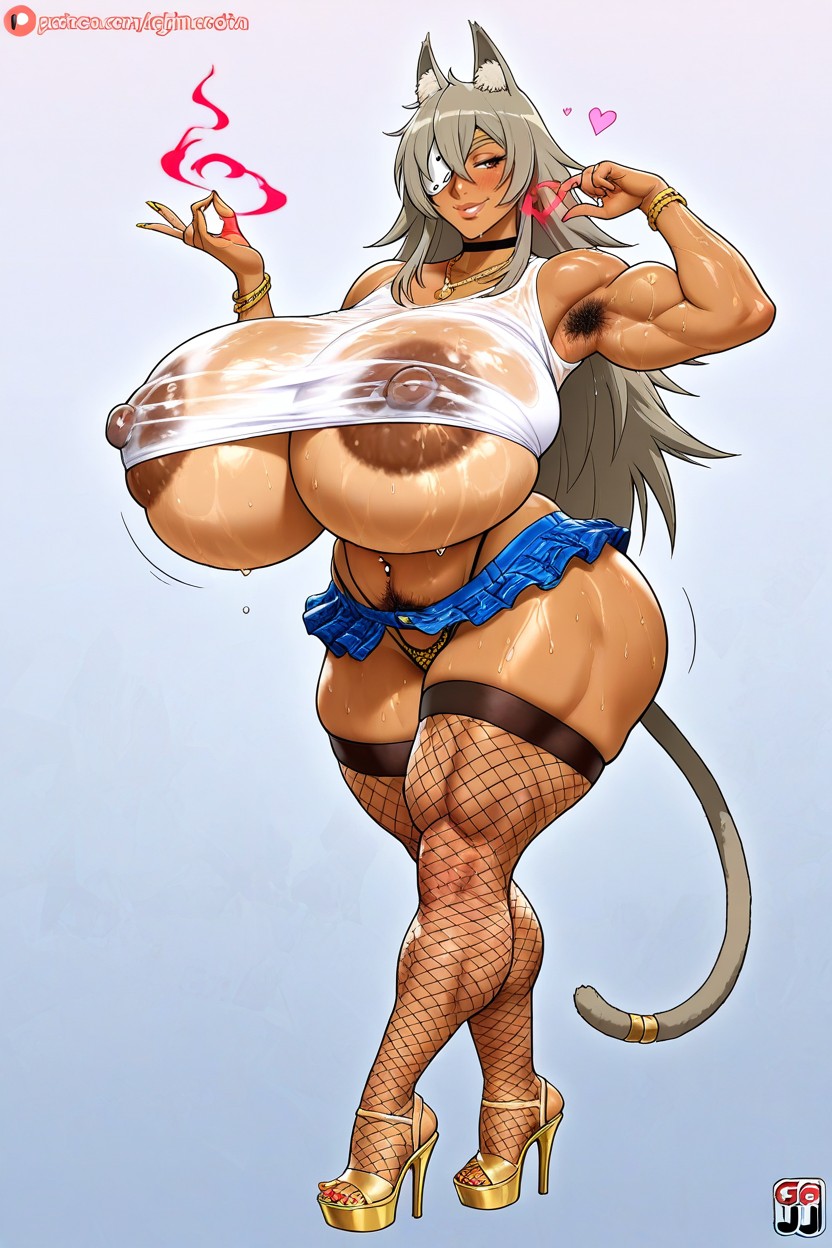 Hyper Underboob, Ass Bigger Than Torso, Visible Areola Hentai AI Porn