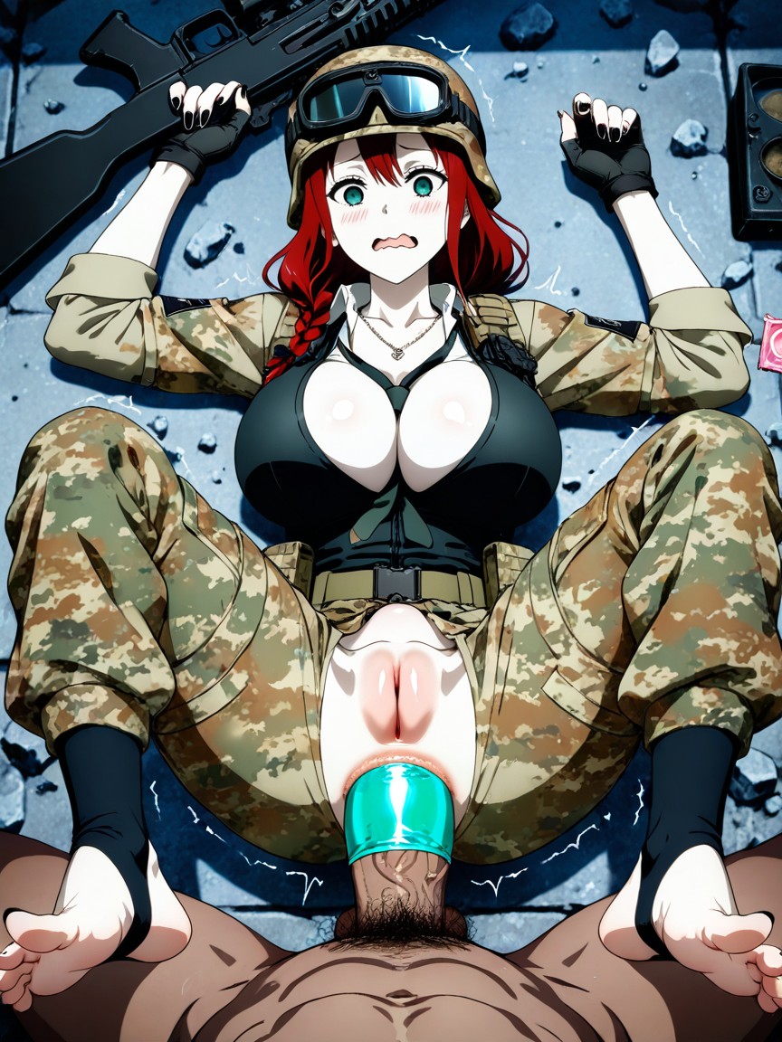 Top Down Over Head View, Bent Over On Knees, Rugged Combat Boots Hentai AI Porn