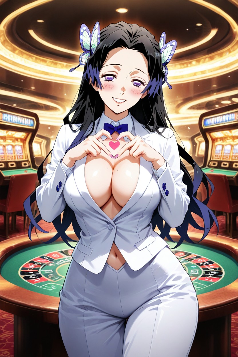 Finger Heart, Cleavage, Roulette Wheel Hentai AI Porn