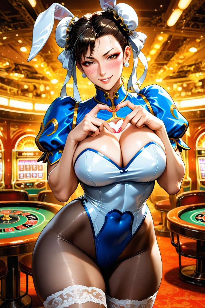 White Bunny Suit, Muscular Thighs, Chun-li Hentai AI Porn