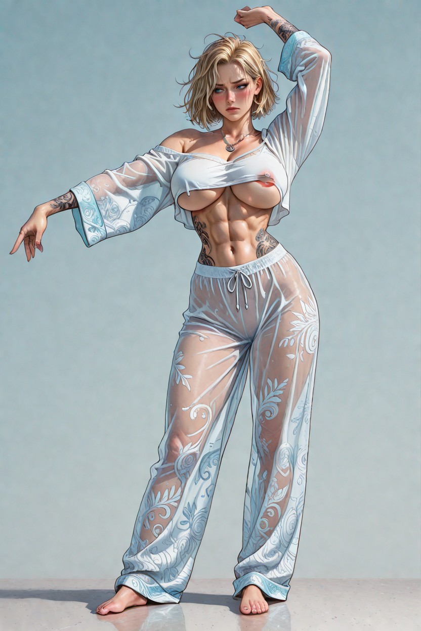 Off-shoulder, Massive Breast, Blonde Hentai AI Porn