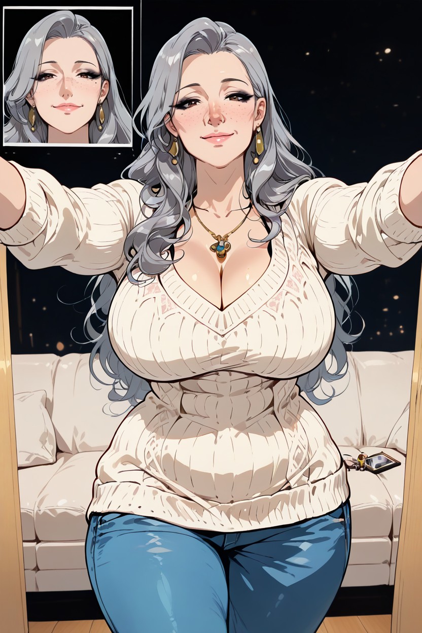 Happy, Earrings, Enma Art Style Hentai AI Porn