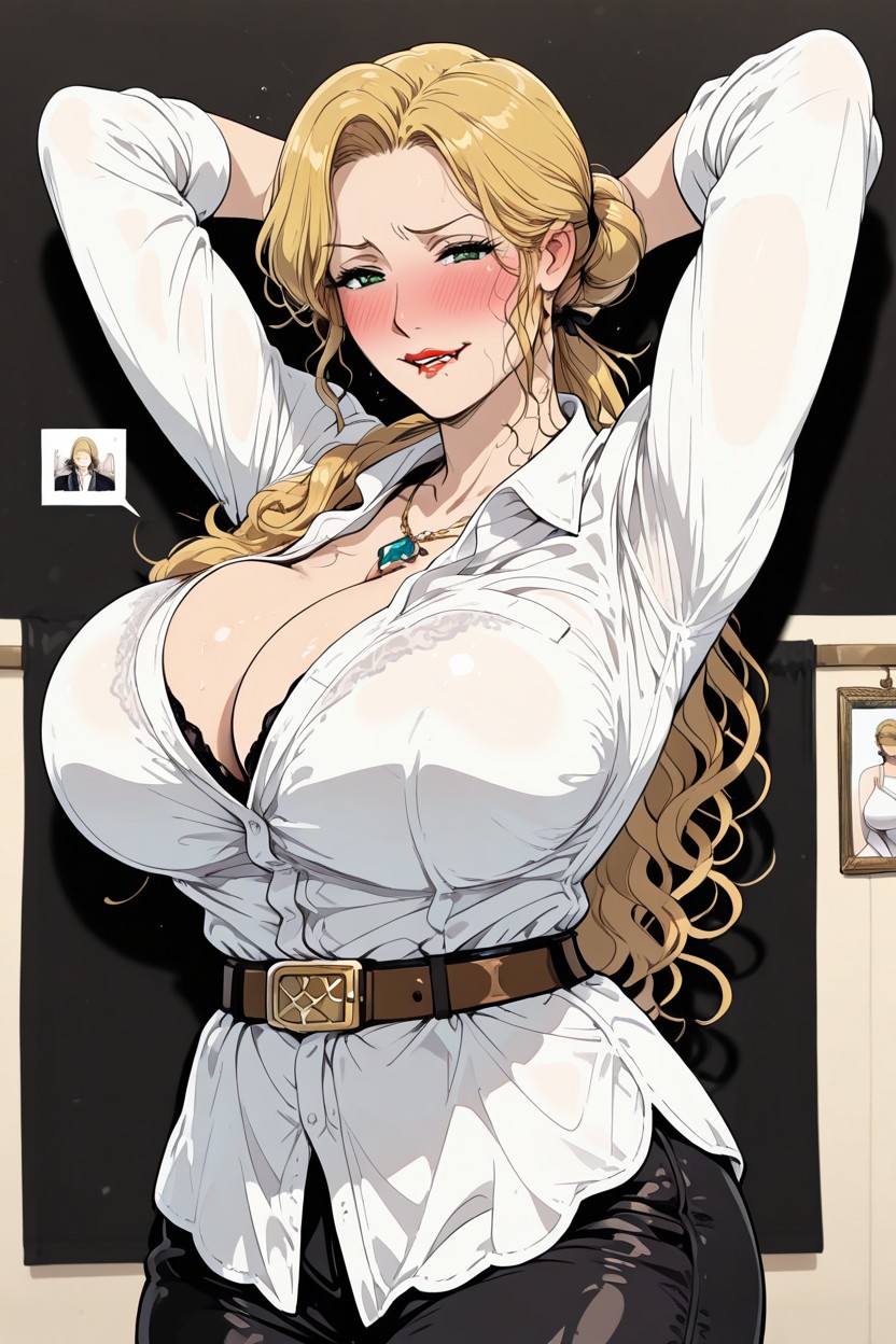 Black Pants, Happy, Hair Bun Hentai AI Porn