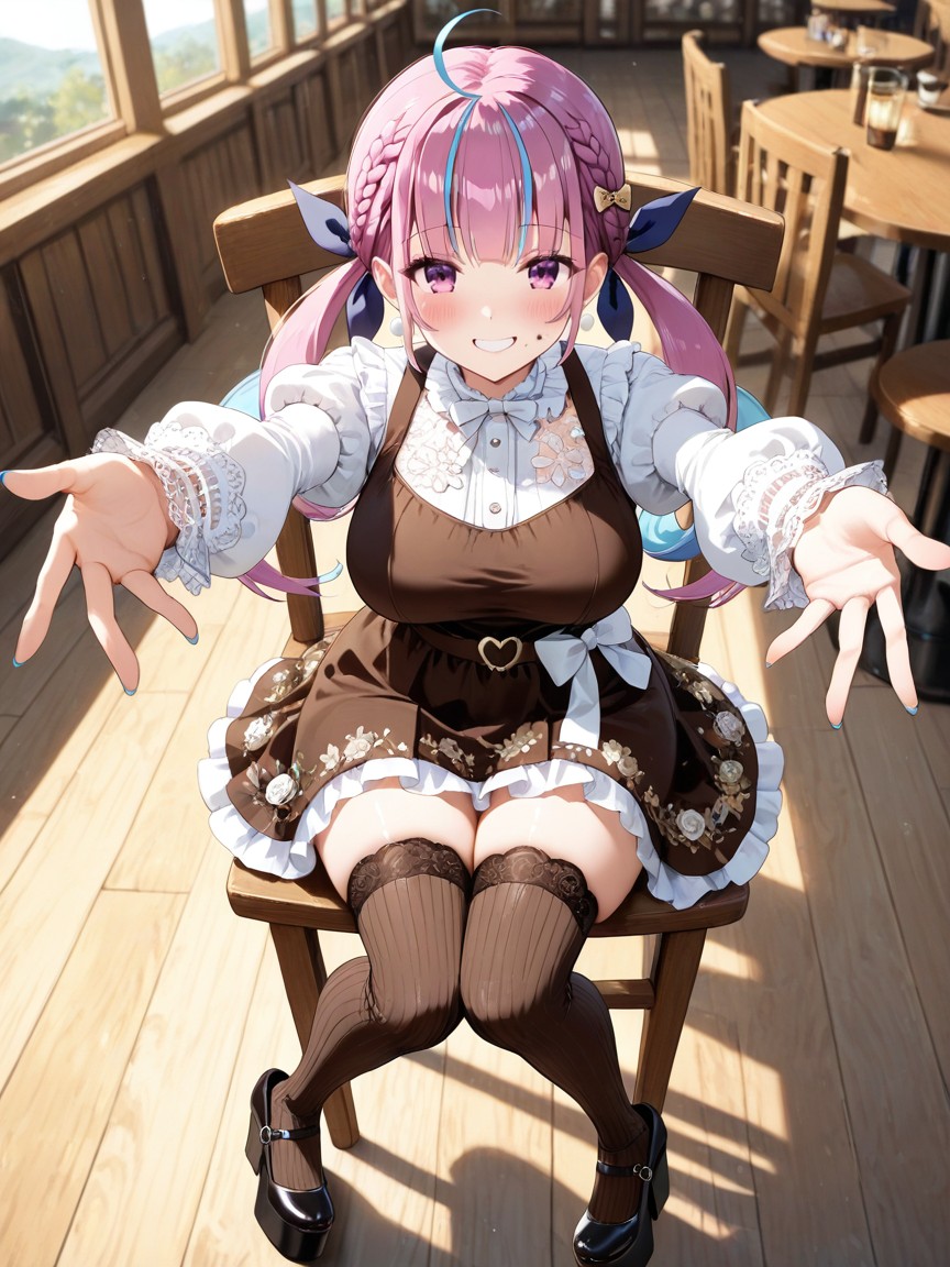 Happy, Detailedwearing Ivory Ribbed Knit Thighhigh Socks With Wide Ruffled Lace Cuffs, 25+ Hentai AI Porn