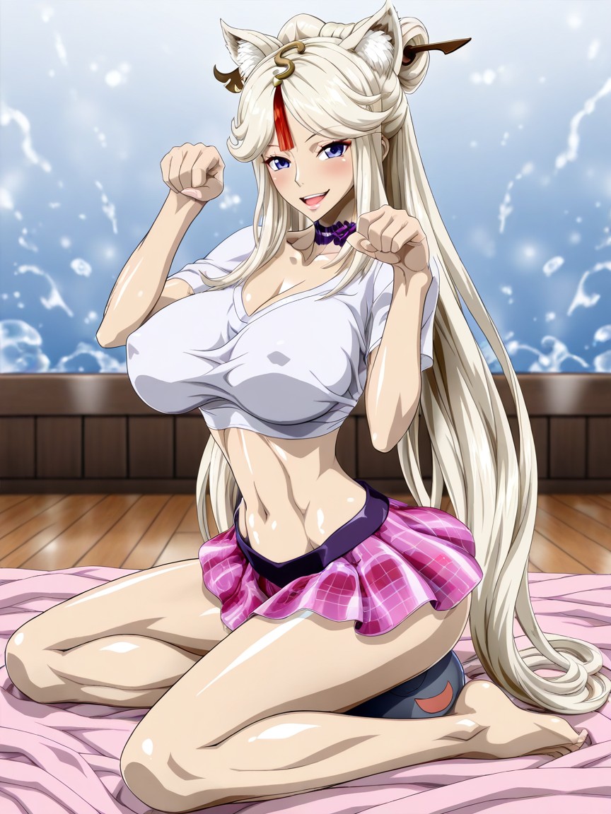 Cat Pose, Cleavage, Medium Breast Hentai AI Porn