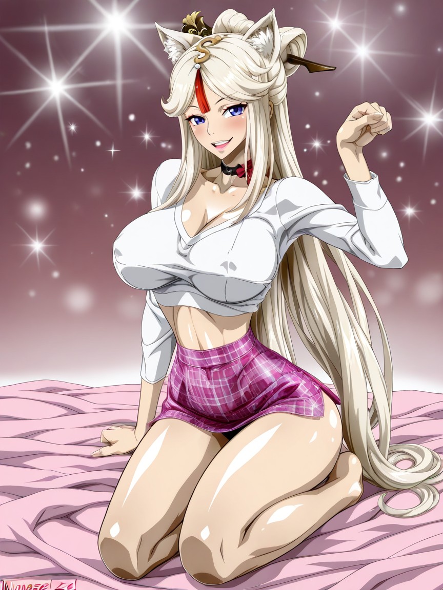 Happy Smile, Mischievous (smiling While Blushing), Extremely Sleek Body Hentai AI Porn