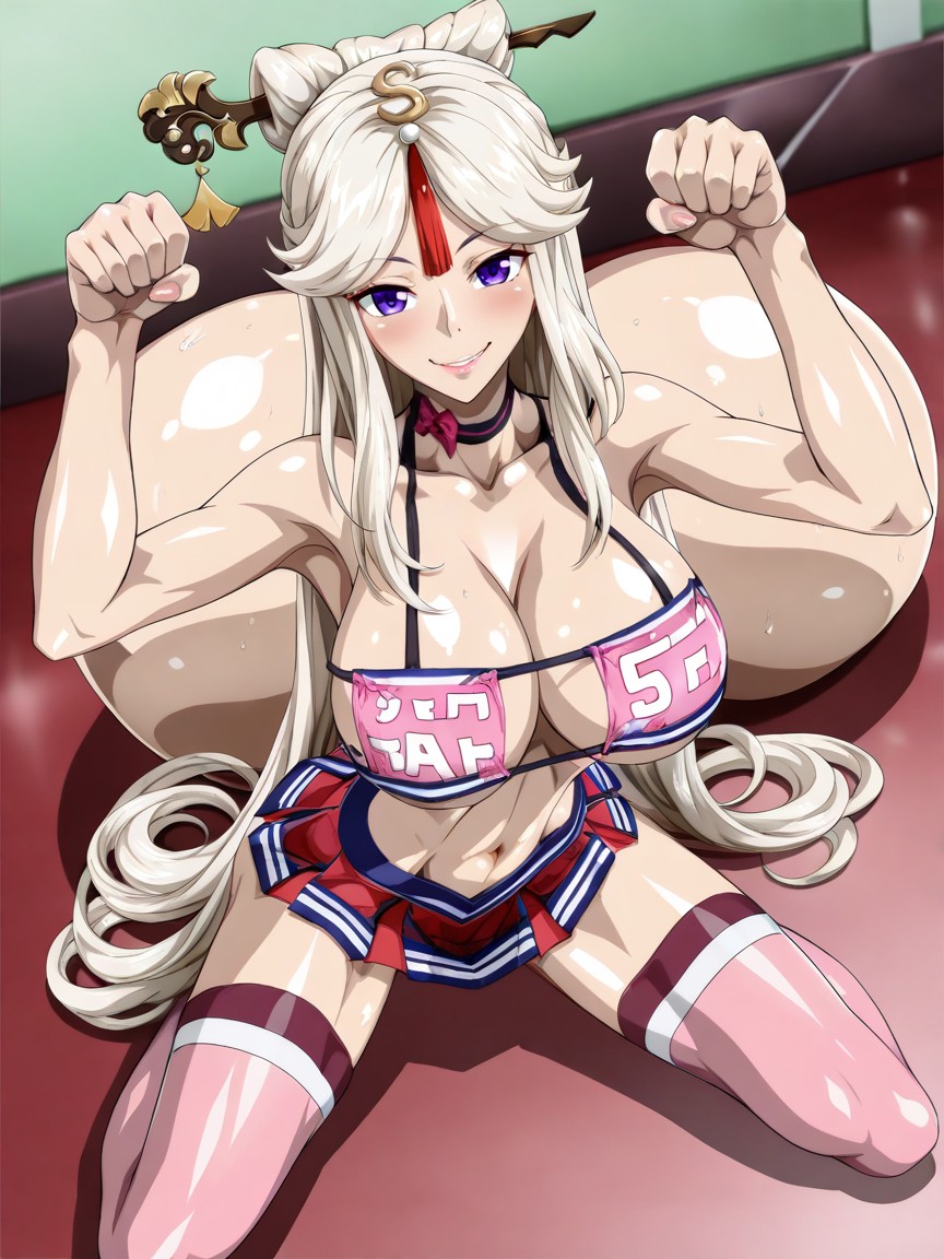 Sitting Down, Very Submissive Kneeling Pose, Extremely Sleek Body Hentai AI Porn