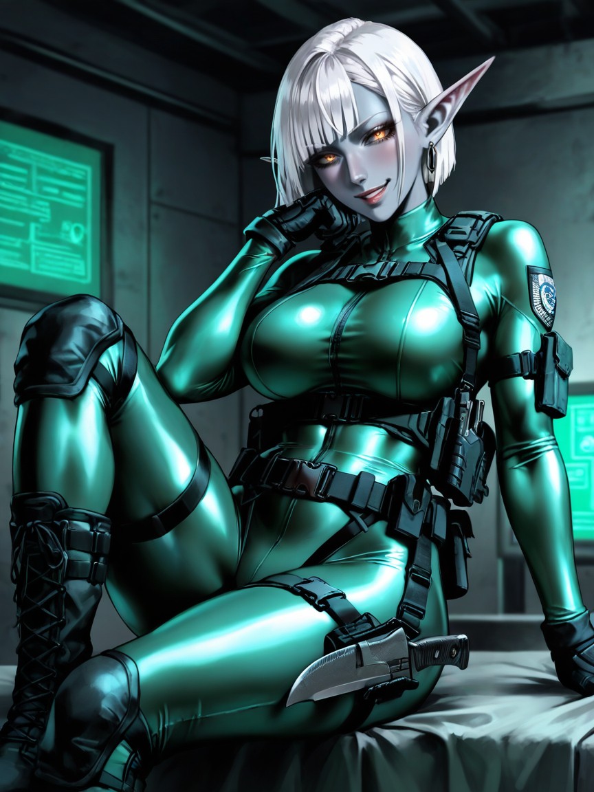 Hard Shadows, Photorealistic Face, Long Elf Ears With Earrings Hentai AI Porn