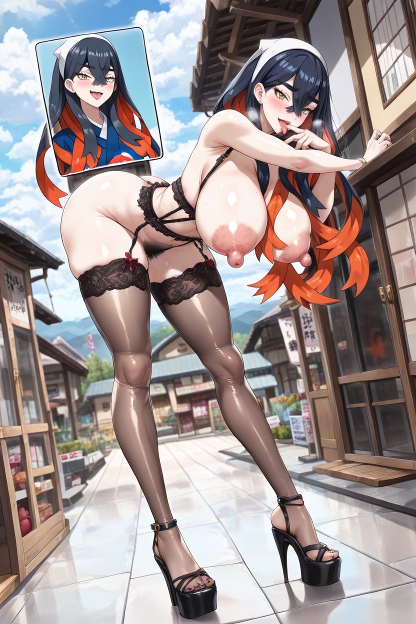 Stockings, Bubble Butt, Pale Skin Hentai IA