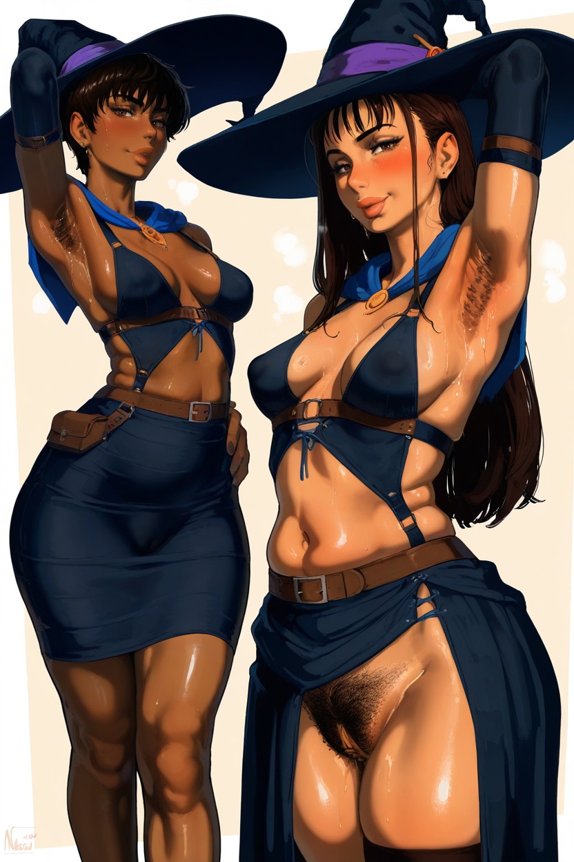 High Contrast Between Light And Shadow Areas, Brown Dark Armpits, Oversized Armpits Hentai AI Porn