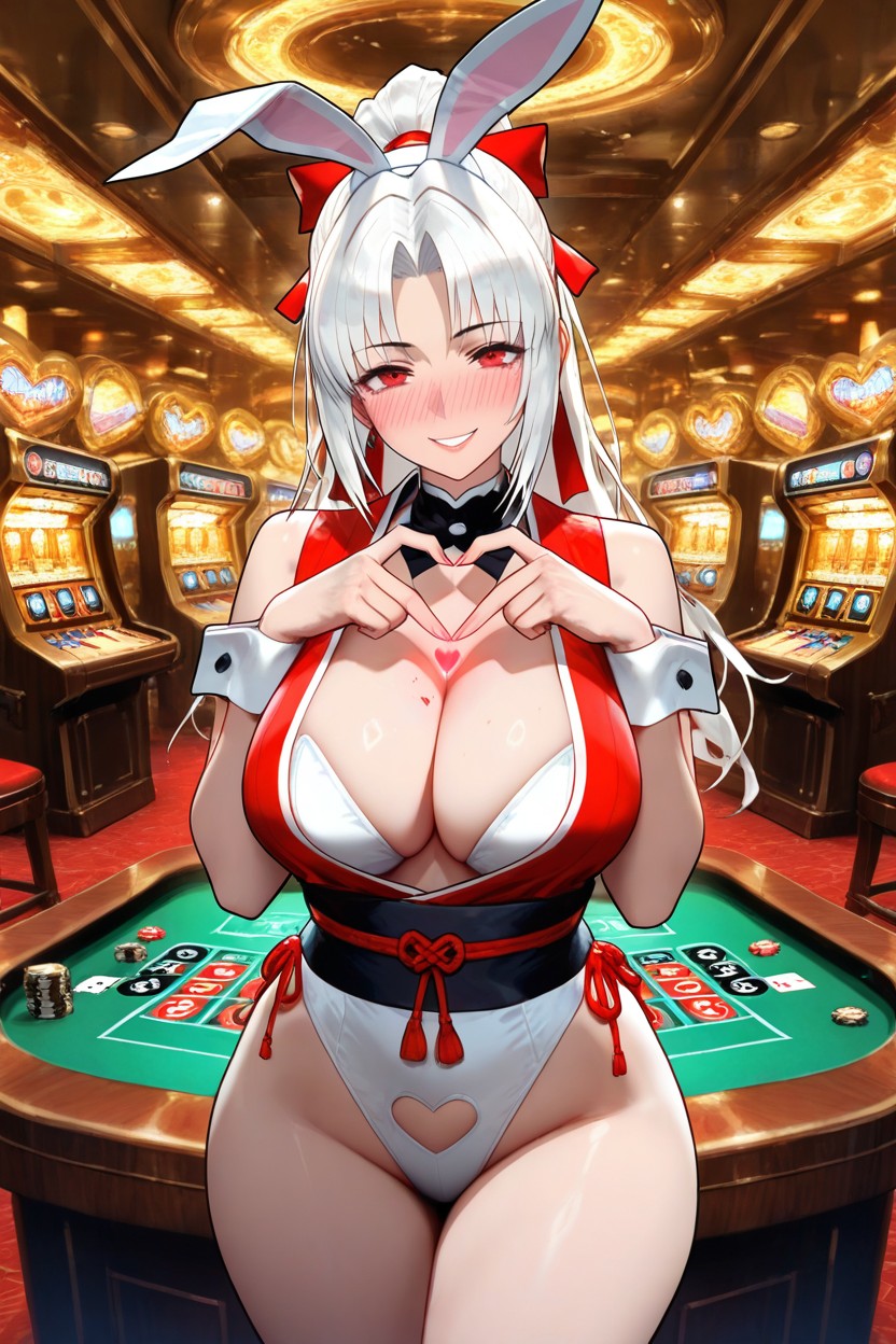 White Bunny Suit, Solo, Heart Cutout On Belly Hentai AI Porn