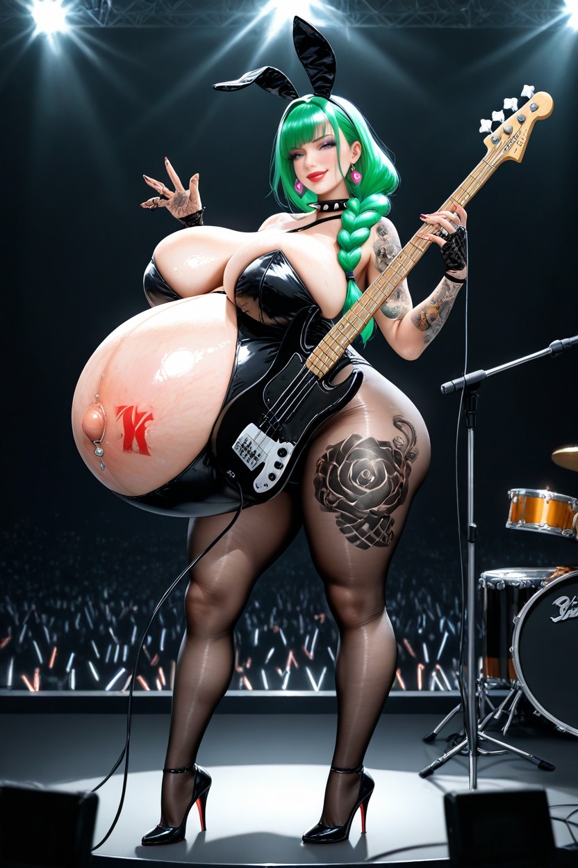 Pregnant, Bunny Costume, Detailed Face Hentai AI Porn