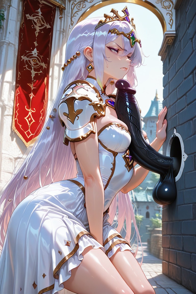 Armored Dress, Hair Beads, Glory Hole Taped Up Hentai AI Porn