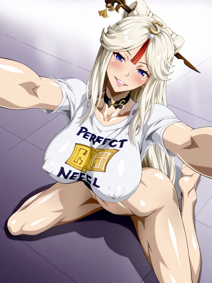 Hourglass Figure, Very Submissive Kneeling Pose, Ningguang From Genshin Hentai AI Porn