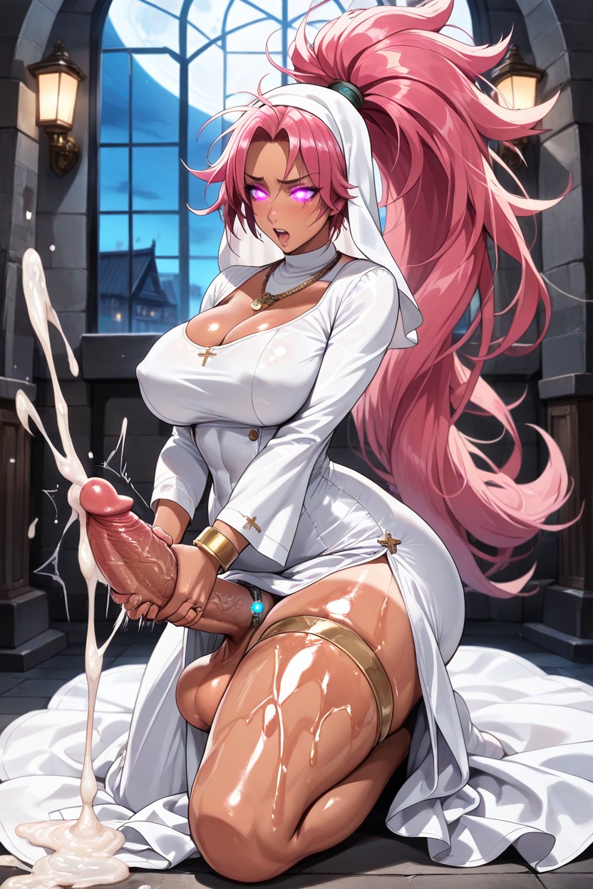 Cinemático, Strawberry Reddish-pink Hair, Huge Perfectly Rounded Breast Hentai IA